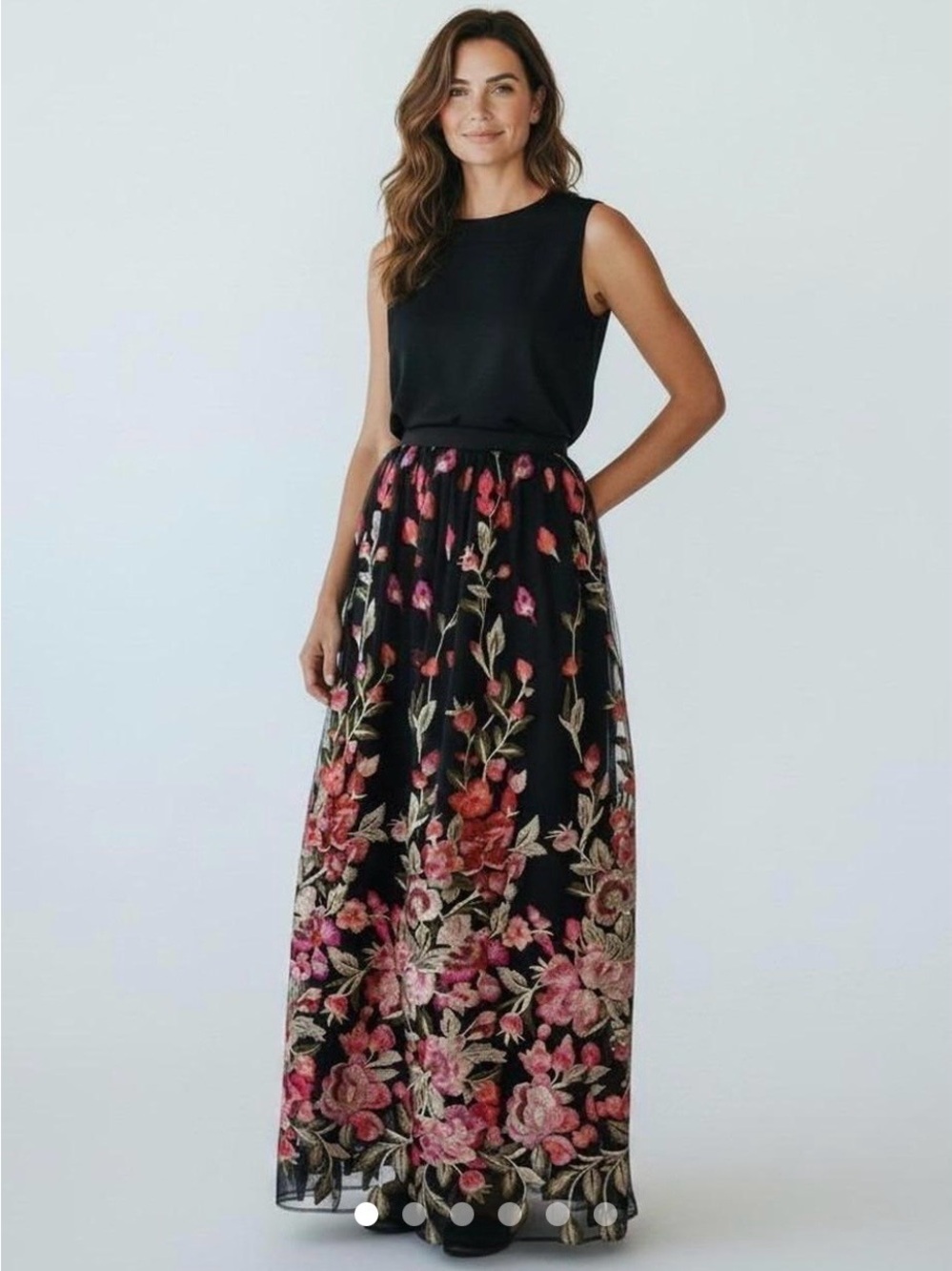 Beautiful Trixxi Floral Embroidered Full-Length Tulle Skirt